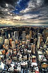 Manhattan panorama under clouds